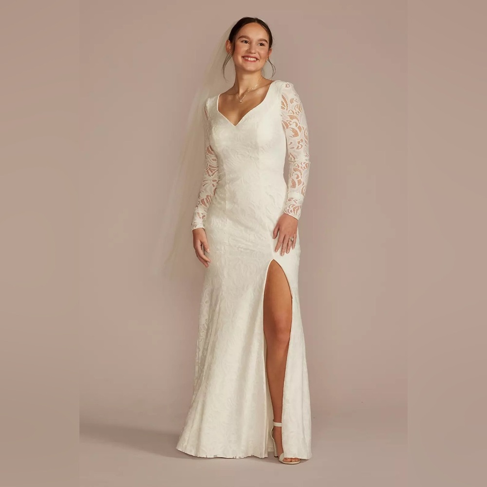 White Lace Long Sleeve Dress Bridal